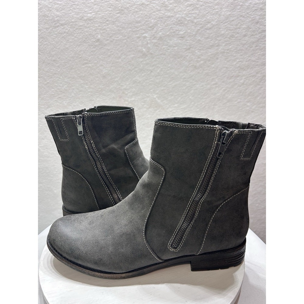 Hokus Pokus Womens Size 11M Gray Sportster Short Boot Double Zipper Lug Sole EUC